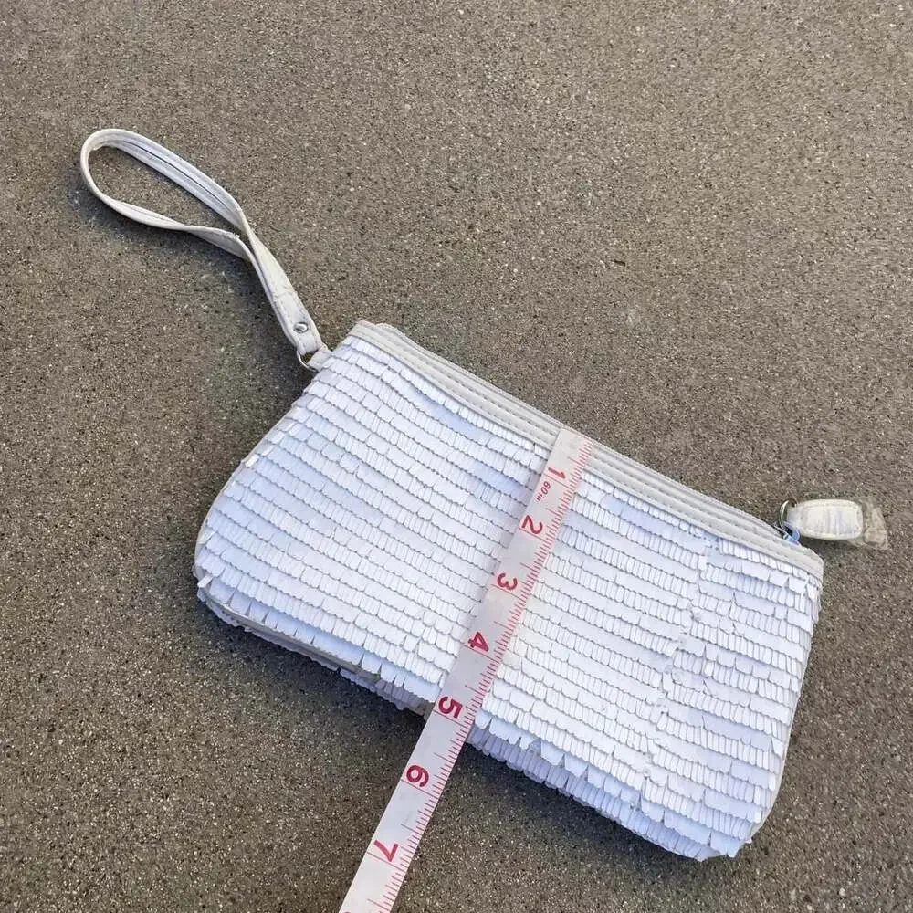 Sharif Designed in New York Y2K White Sequin Wristlet Clutch